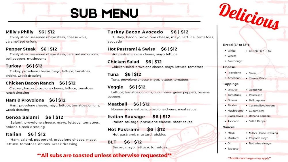 Milly's Subs Menu image 4